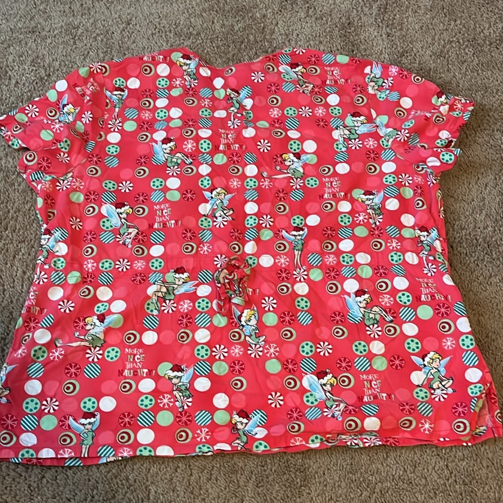 Disney Tinker Bell Christmas scrub top size 2X - Picture 4 of 4